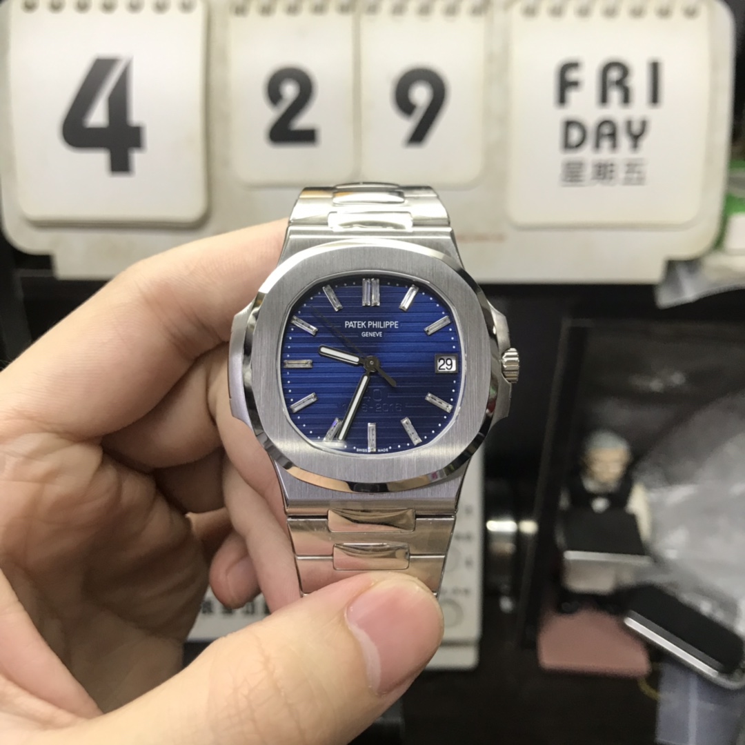 Patek Philippe Nautilus series 57111P, 40th Anniversary Edition with Blue Dial, 40mm size.