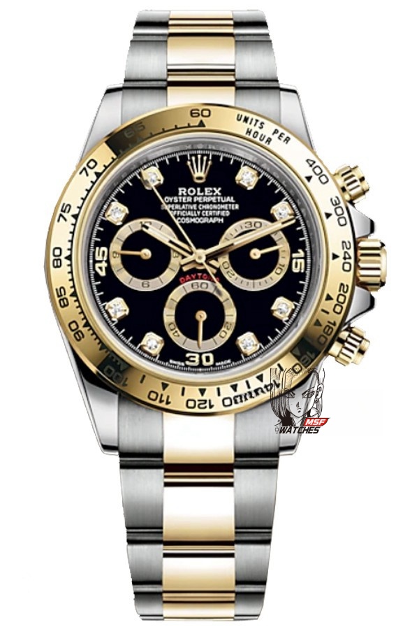 Rolex Cosmograph Daytona Series M116503-0011 Two-Tone Case Black Dial Diamond Markers 40mm Size