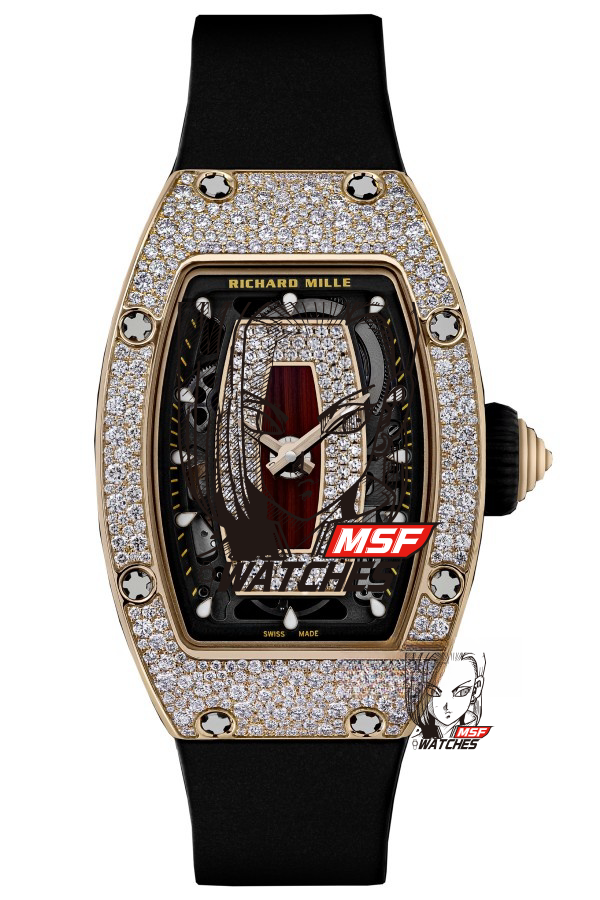 Richard Mille Women's Collection series RM 07-01, Red Lips Full Diamond Design, 45.66 x 31.40mm size.