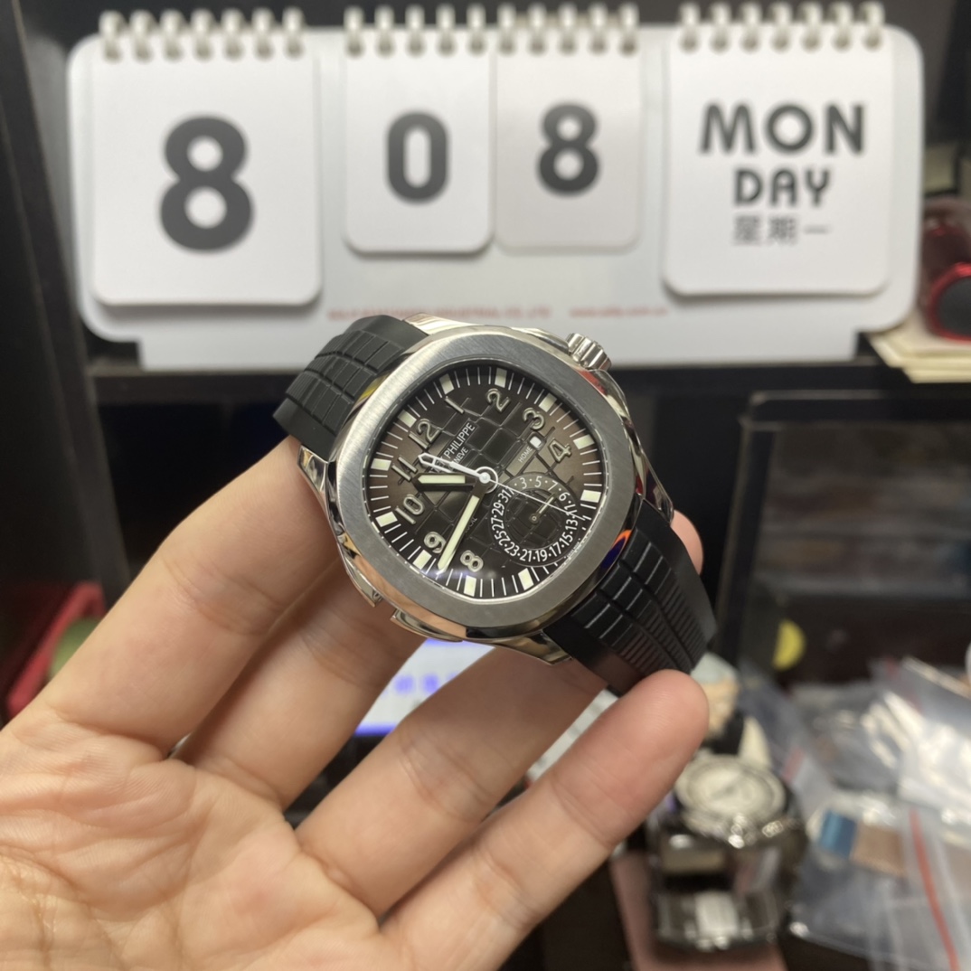 Patek Philippe Aquanaut Travel Time series 5164A-001, GMT Dual Time Function, 40.8mm Size.