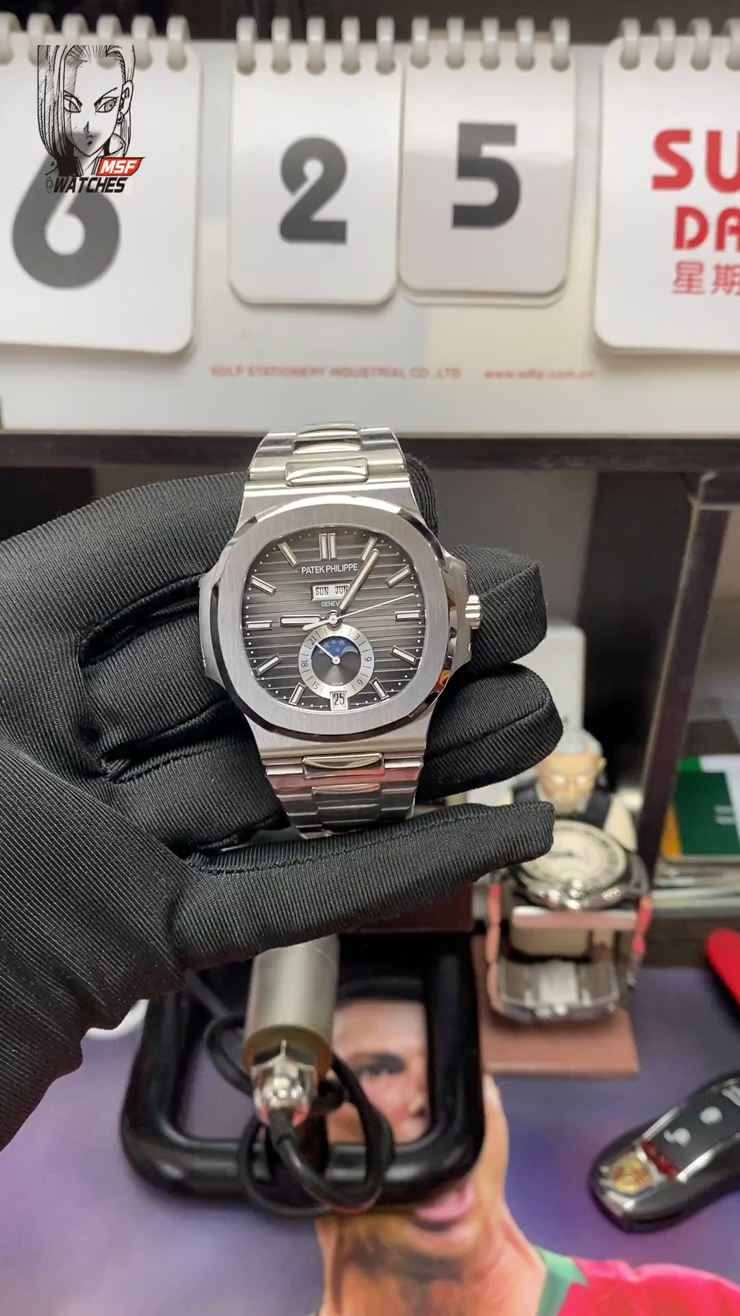 Patek Philippe Nautilus series 57261A-001, Grey Dial Steel Bracelet, Multi-Function Perpetual Calendar Watch, 40.5mm size.