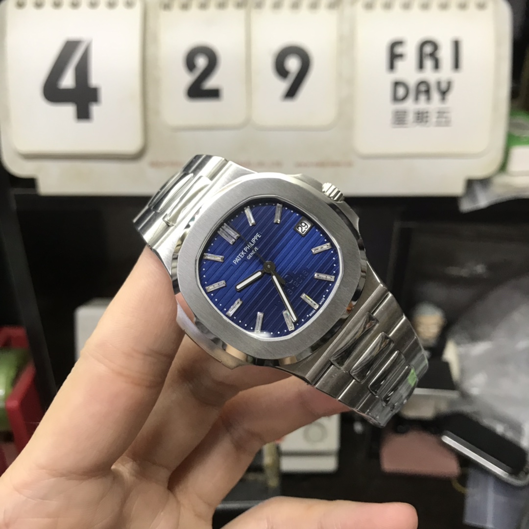 Patek Philippe Nautilus series 57111P, 40th Anniversary Edition with Blue Dial, 40mm size.