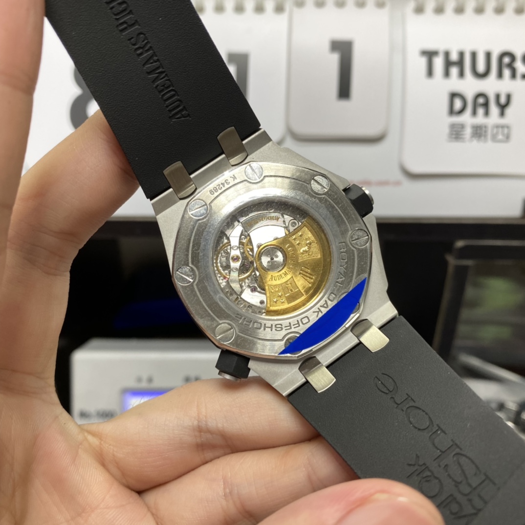 Audemars Piguet Royal Oak Offshore Series 15710ST.OO.A002CA.01, Black Transparent Caseback, 42mm Size.