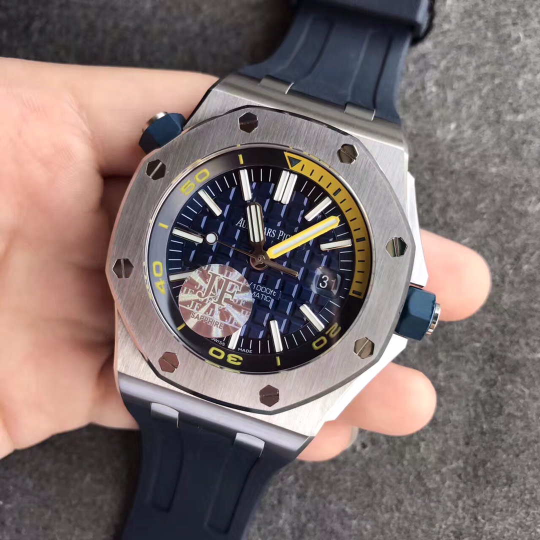 Audemars Piguet Royal Oak Offshore Series 15710ST.OO.A027CA.01, Blue Dial Transparent Caseback, 42mm size.