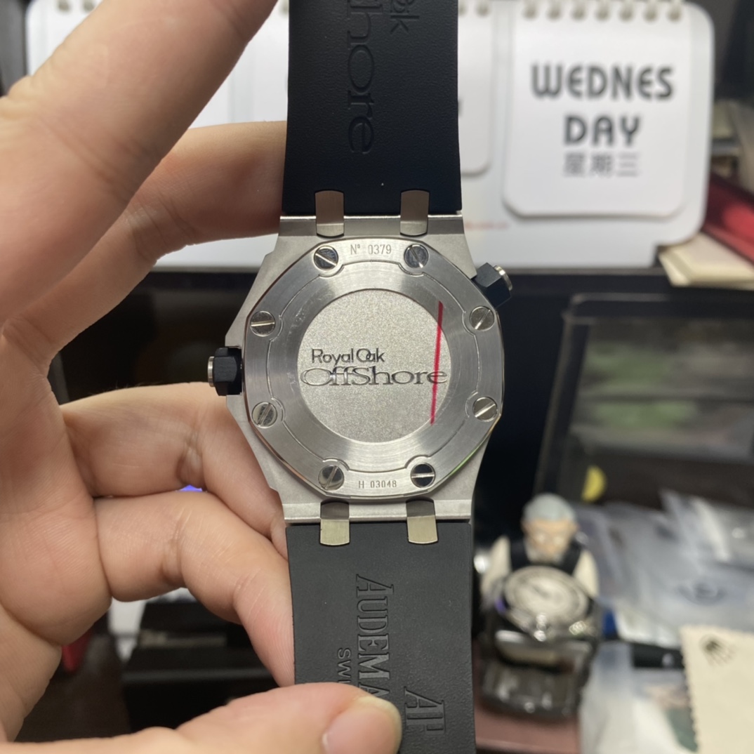 Audemars Piguet Royal Oak Offshore Series 15710ST.OO.A002CA.01, Black Transparent Caseback, 42mm Size.