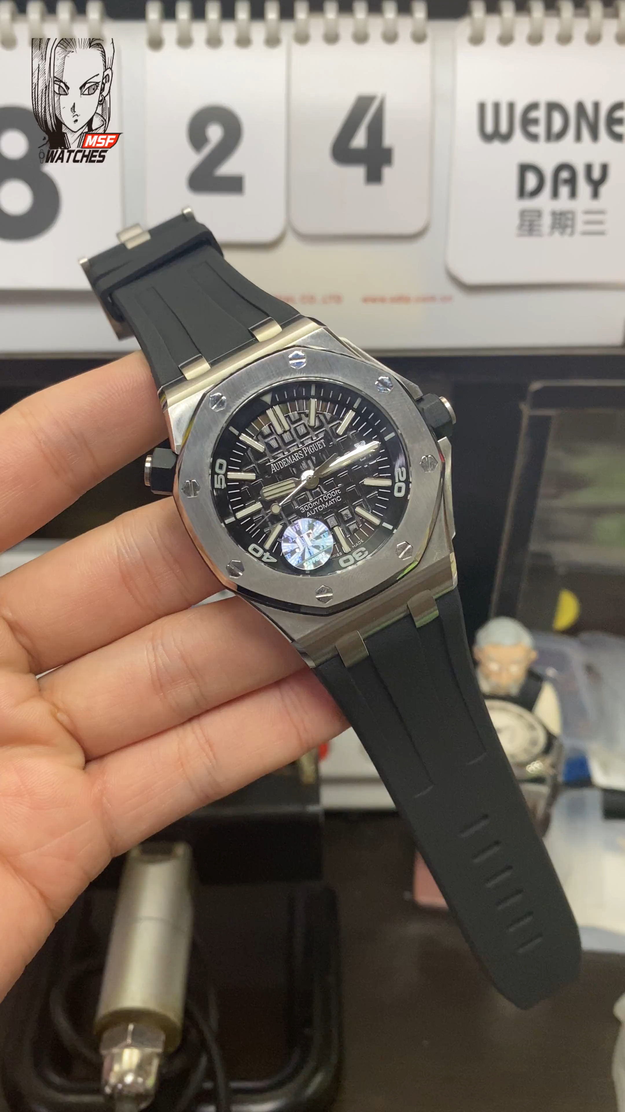 Audemars Piguet Royal Oak Offshore Series 15703ST.OO.D002CA.01, black dial, 42mm Size.