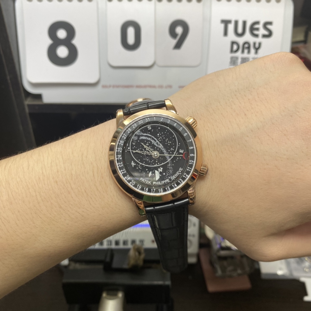 Patek Philippe Complicated Series 6102R-001, Black Dial Gold Case, 44mm Size.