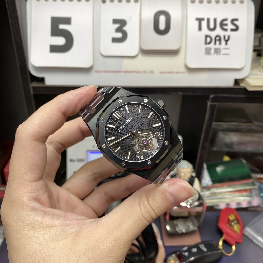 Audemars Piguet Royal Oak Offshore Series 26522CE.OO.1225CE.01, Black Case Black Dial Tourbillon Watch, 41mm Size.