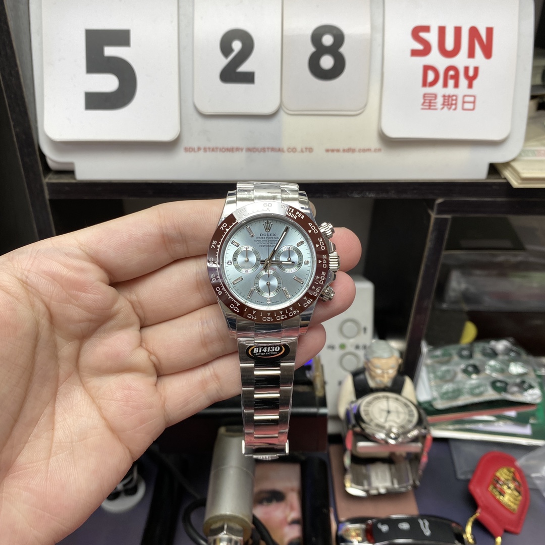 Rolex Cosmograph Daytona Series m116506-0002, Ice Blue Dial Square Diamond Hour Markers, 40mm size.