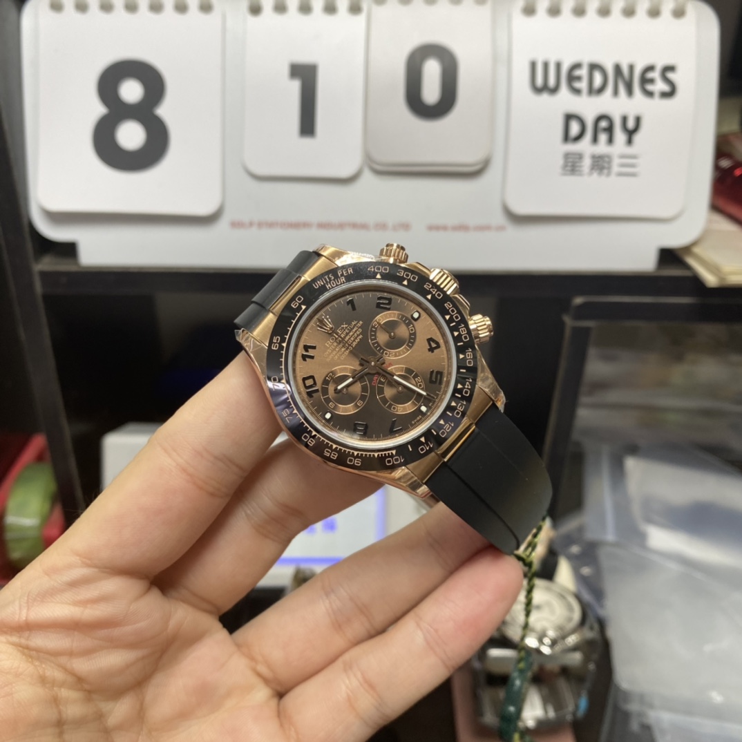 Rolex Cosmograph Daytona Series M116515ln-0015, Rose Gold Case Coffee Dial with Numerals Ceramic Bezel, 40 mm size.