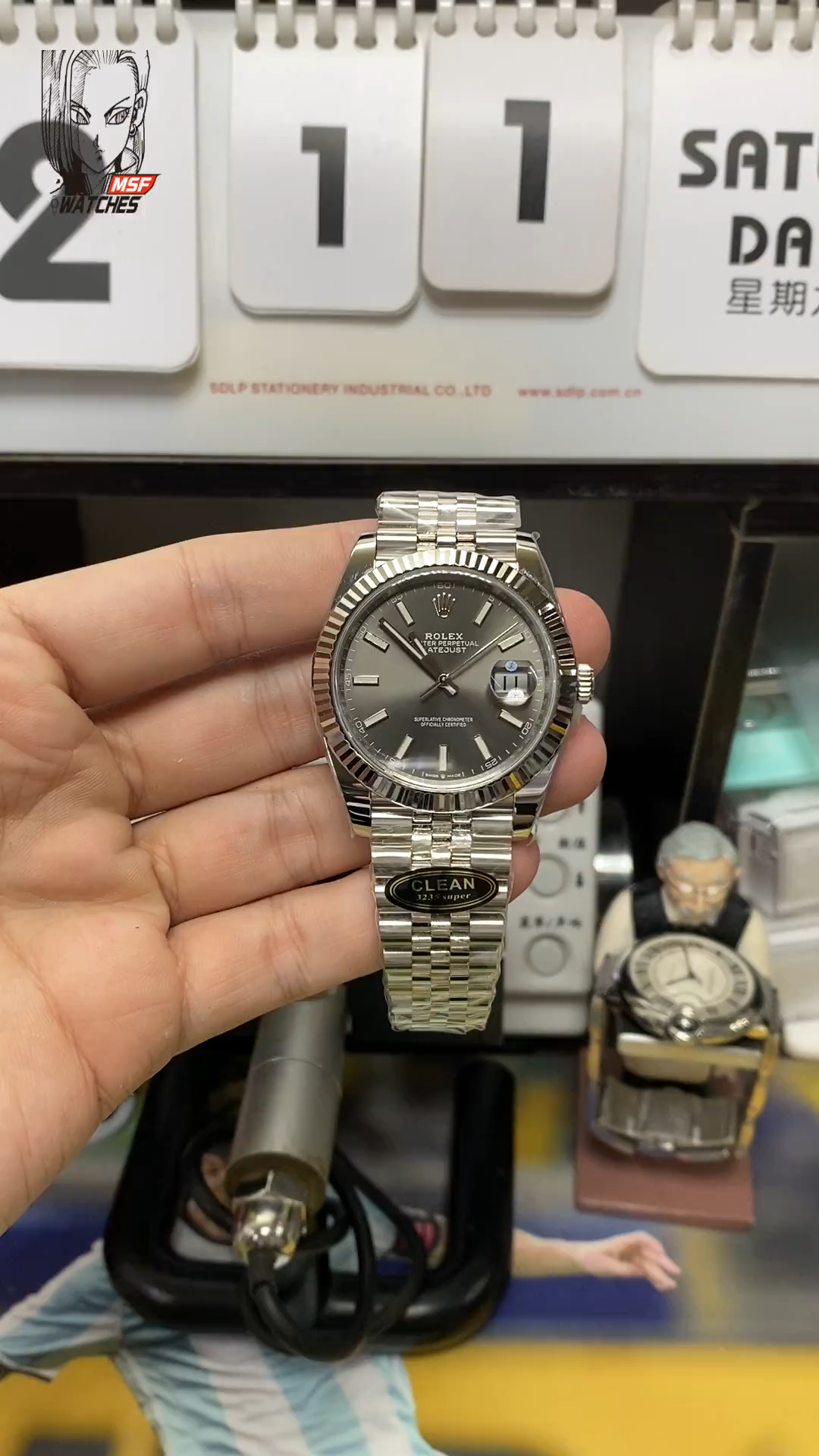 Rolex Datejust Series m126334-0014, Dark Grey Dial Fluted Bezel, 41mm Size.Jubilee strap