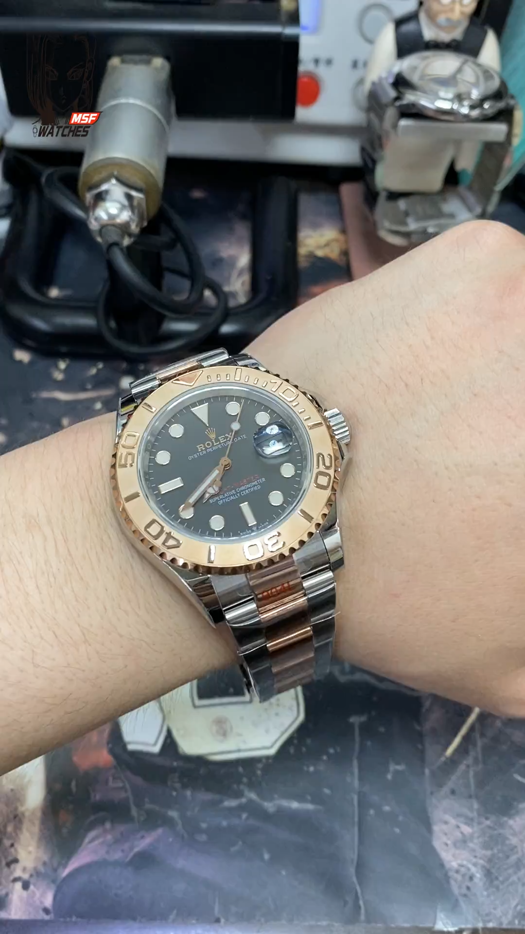 Rolex Yacht-Master Series m126621-0002, Two-Tone Gold Case Black Dial, 40mm size.