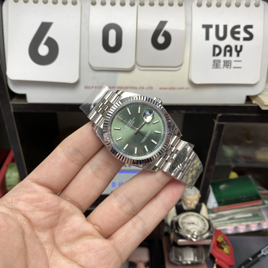 Rolex Datejust Series m126334-0028, Latest Mint Green Dial Fluted Bezel, 41mm Size.