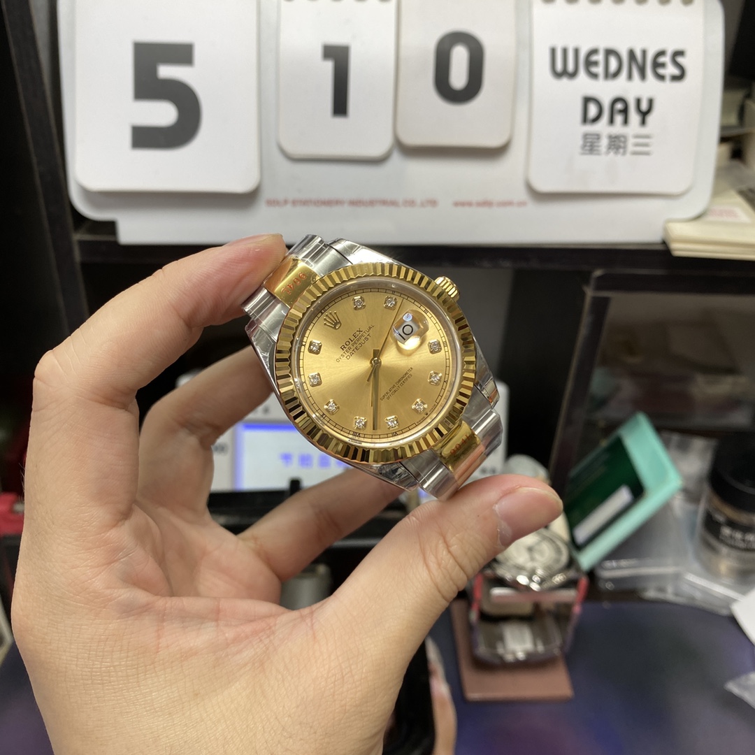 Rolex Datejust series m126333-0011, Two-Tone Gold Case with Gold Dial, 41mm size, Oyster stainless steel bracelet.