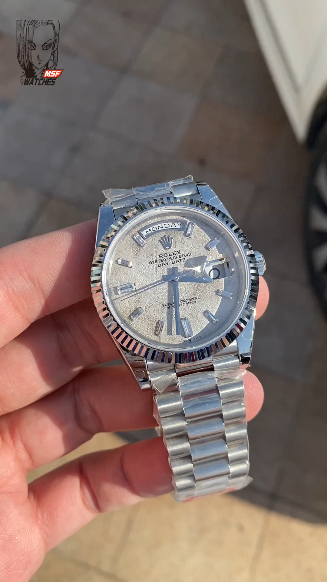 Rolex Day-Date Series m228239-0055, White Gold Genuine Meteorite Dial, 40mm Size.