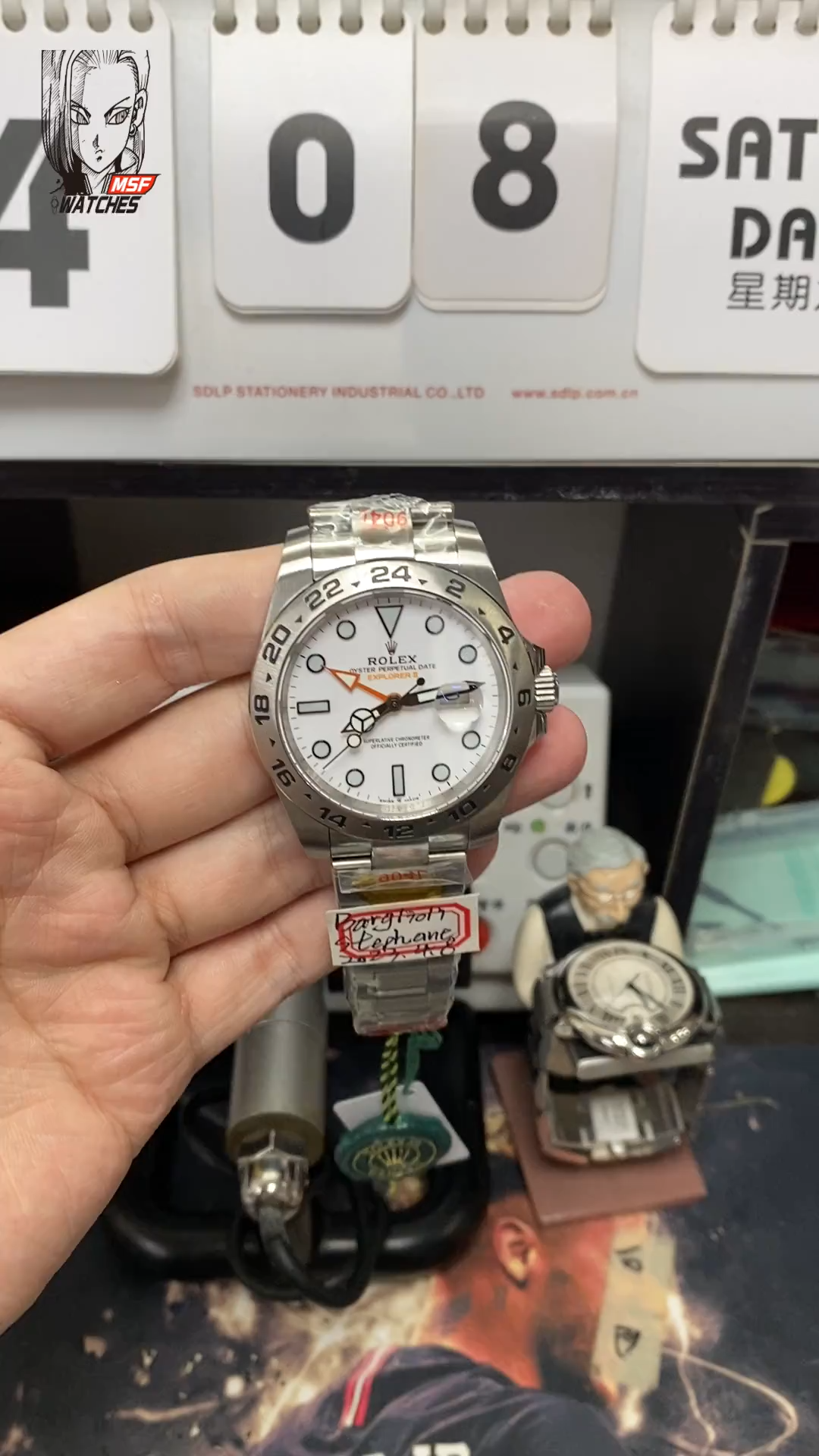 Rolex Explorer II GMT series m216570-0001, white Dial, 42mm size, Stainless Steel Bracelet.