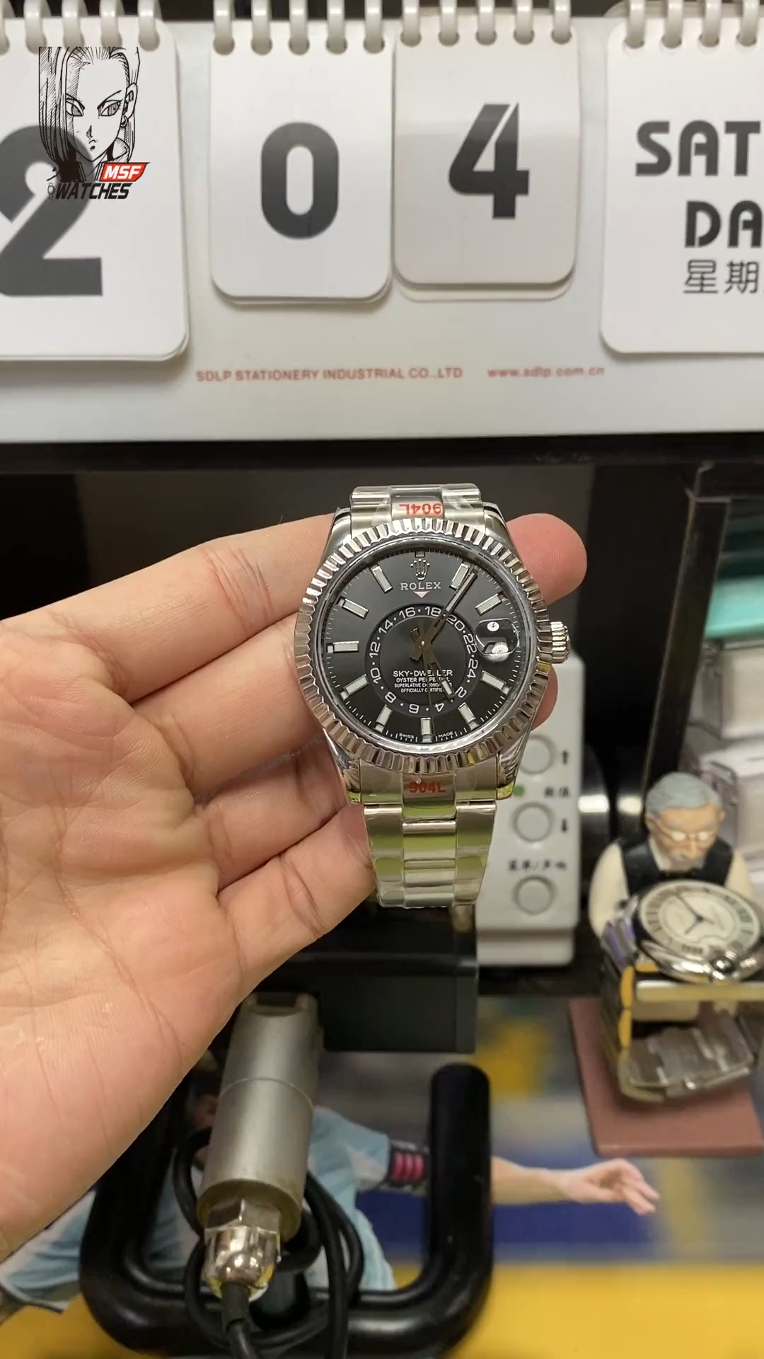 Rolex SKY-DWELLER series m326934-0005, Black Dial Steel Bracelet ,Month Date and GMT Dual Time Zone Functions, 42mm Size.