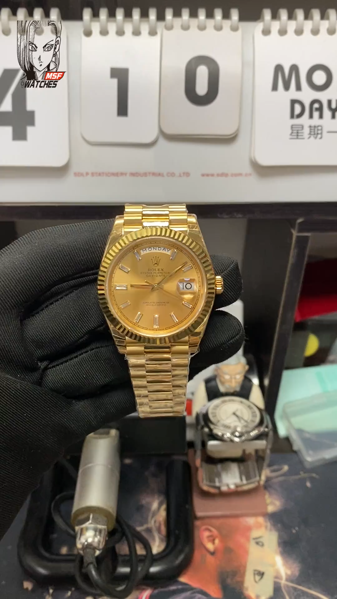 Rolex Day-Date Series m228238-0003, Full Gold Case Gold Dial Stick Hour Markers, 40mm Size.