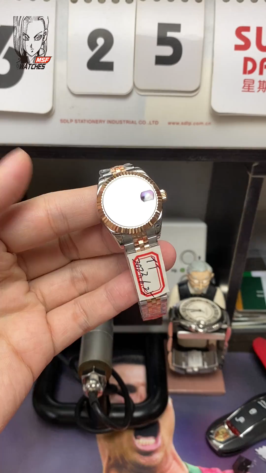 Rolex Datejust series m279171-0015, Rose Gold with Purple Dial and Diamond Hour Markers, 28mm Size.