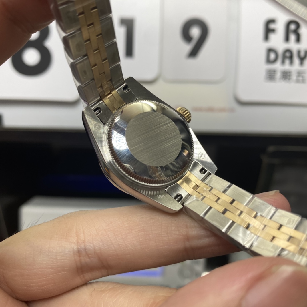 Rolex Datejust Series 178273, Two-Tone Gold Case Black Dial with Diamond Hour Markers, 31mm Size