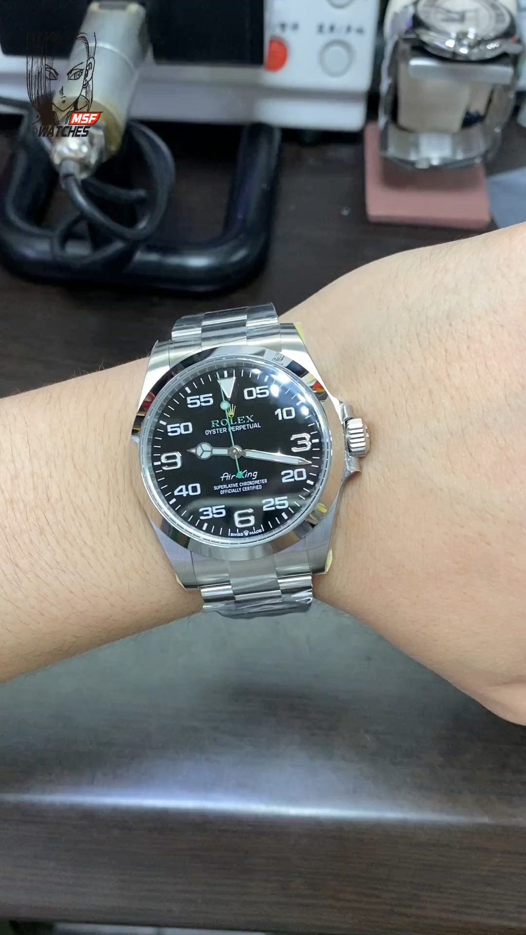 Rolex Air-King series M126900-0001, Green Hand, 40mm size.