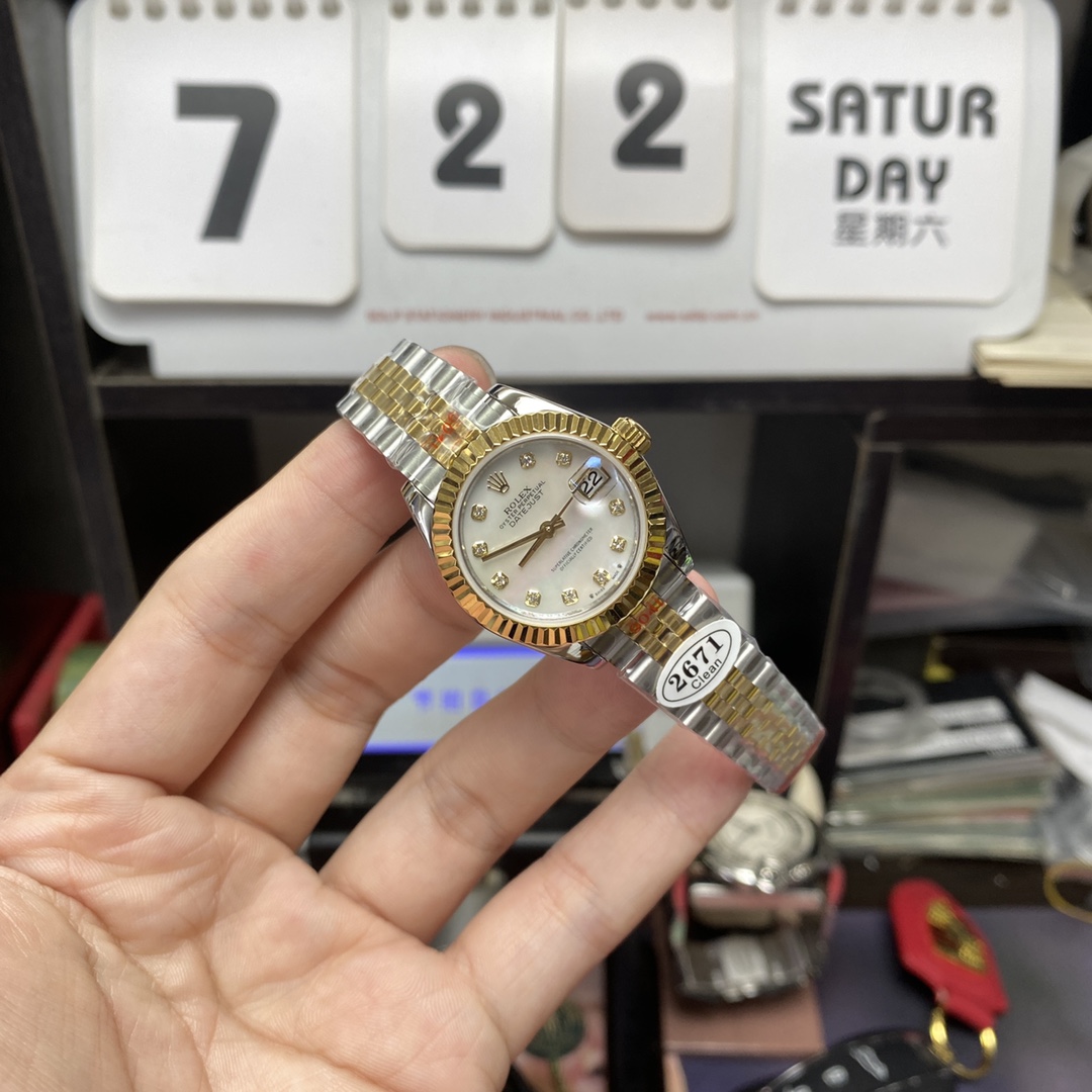 Rolex Datejust Series m278273-0028, Two-Tone Gold Case Mother-of-Pearl Dial, 31mm size, Jubilee stainless steel bracelet.