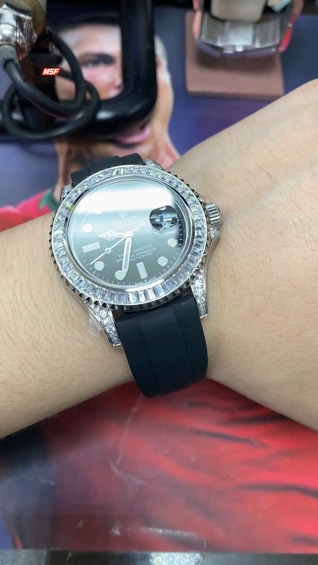 Rolex Yacht-Master Series FULL DIAMOND Case Black Dial, 40mm size.