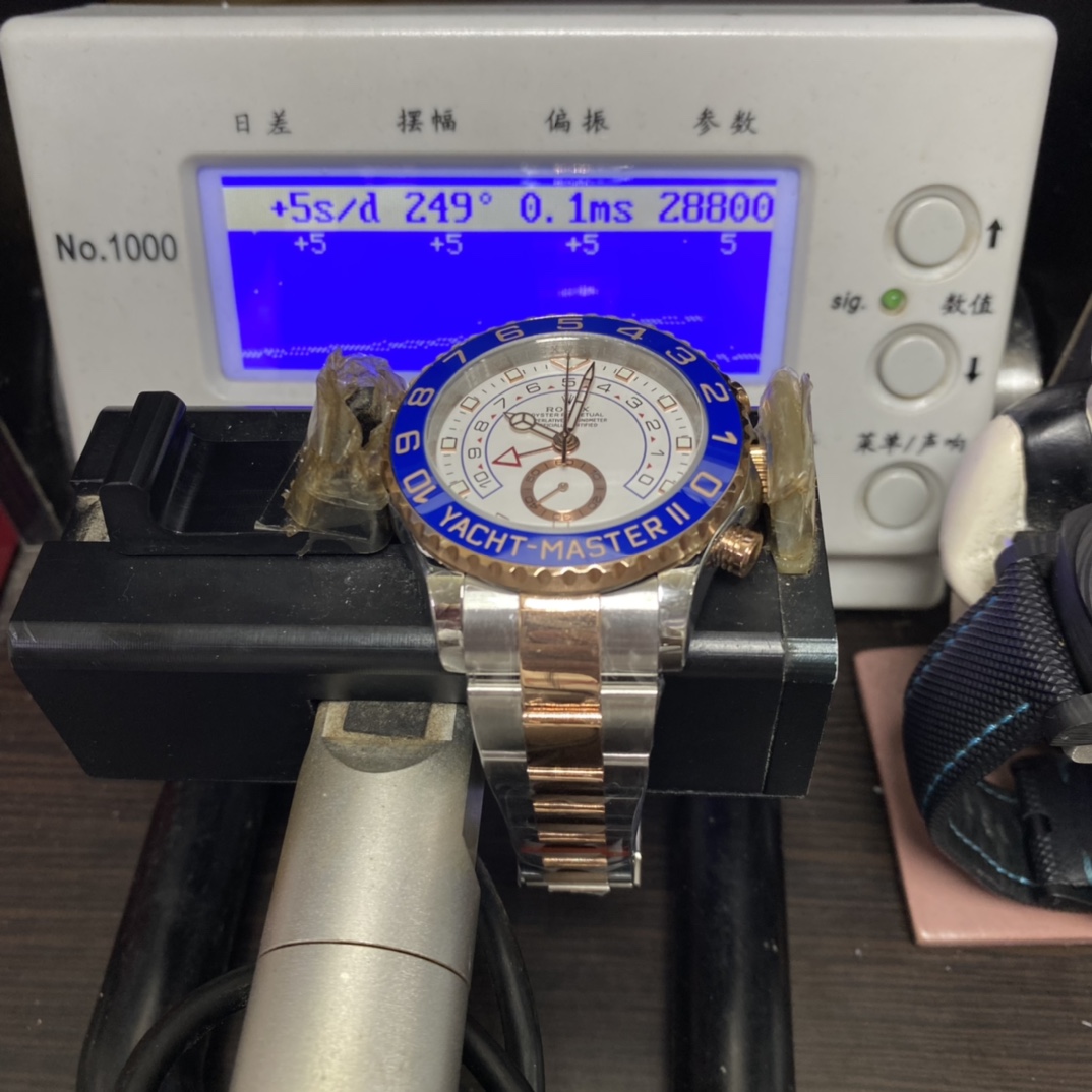 Rolex Yacht-Master series m116681-0002, Blue Ceramic Bezel White Dial Steel Bracelet, Chronograph function, 44mm size.