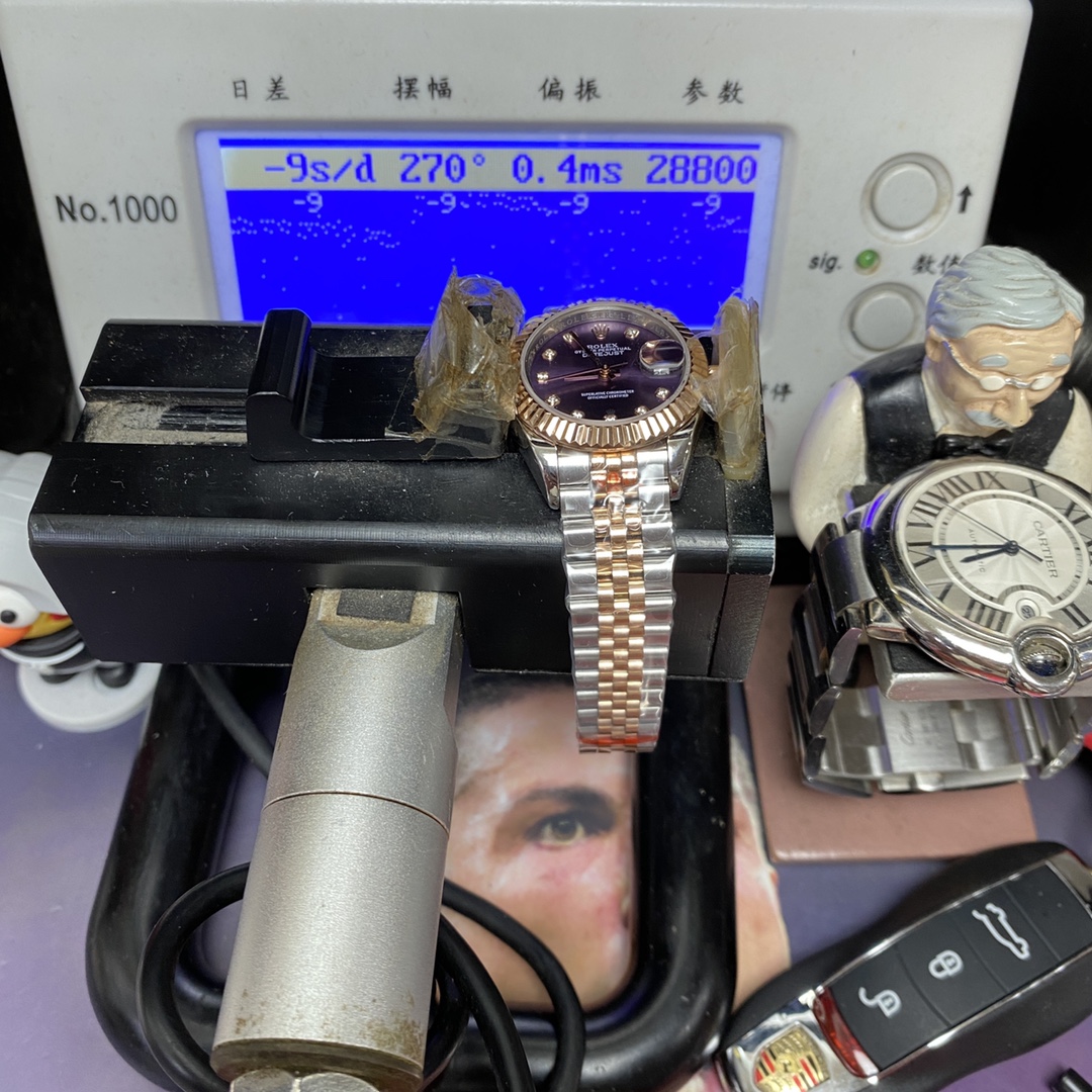 Rolex Datejust series m279171-0015, Rose Gold with Purple Dial and Diamond Hour Markers, 28mm Size.