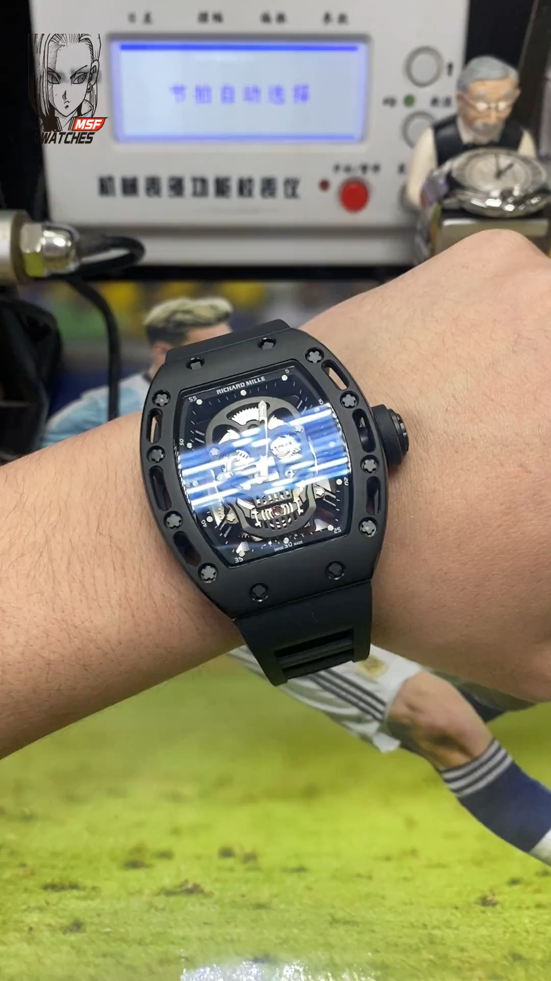 Richard Mille Men's Collection series RM052, Skull Design Black Case Rubber Strap, 42.7×50mm size.