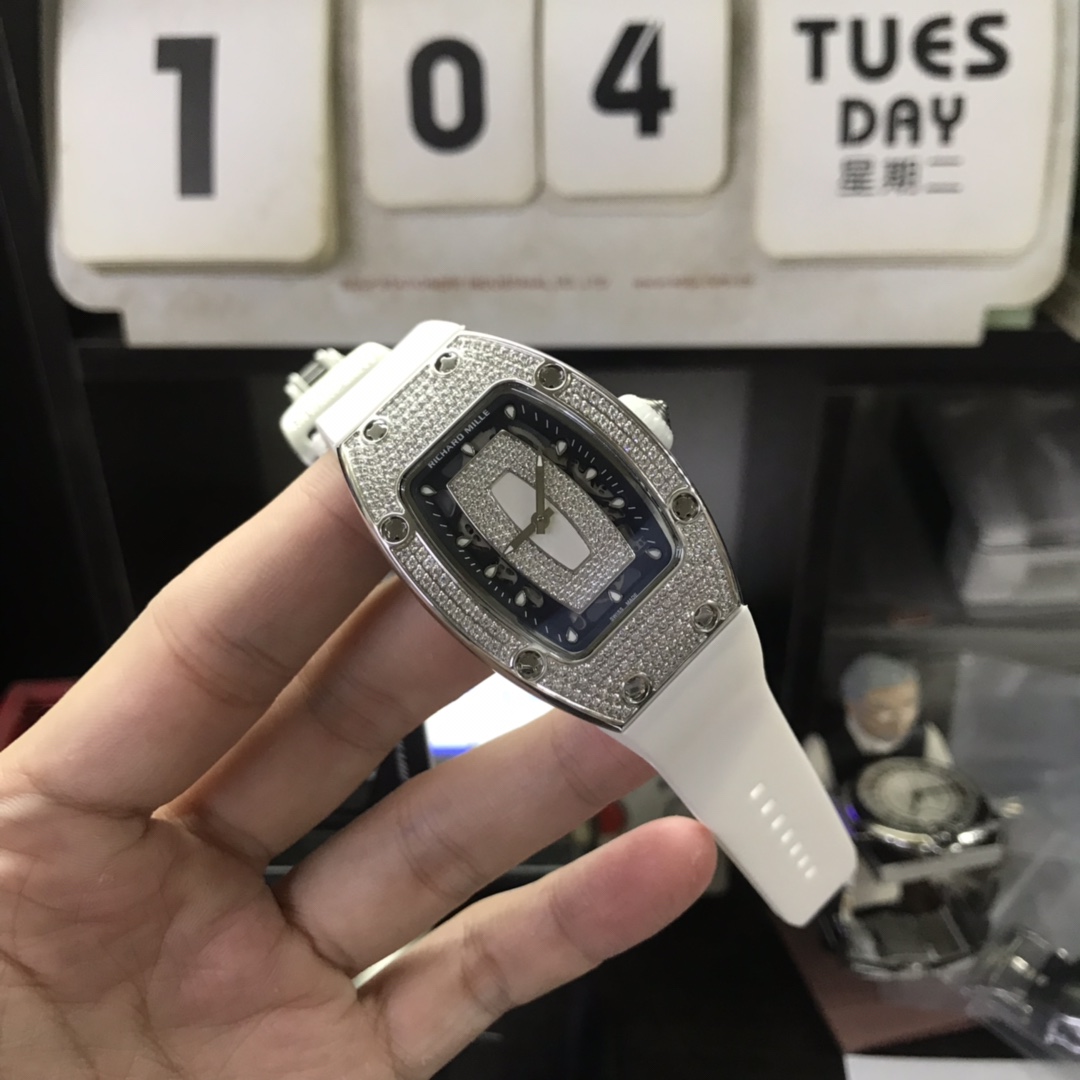 Richard Mille Women's Collection series RM 07-01 LADIES, Red Lips Fully Diamond-Set, 45.66 x 31.40mm size.