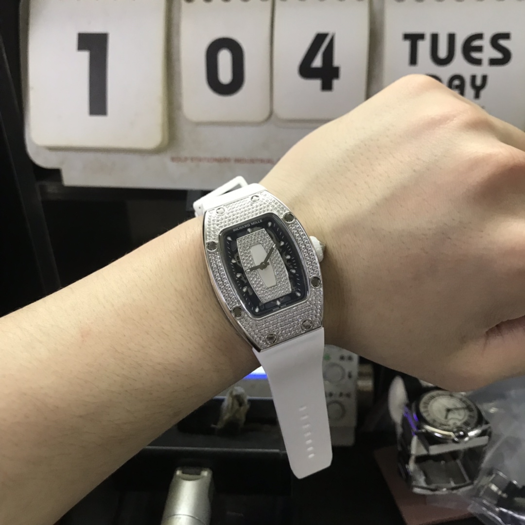 Richard Mille Women's Collection series RM 07-01 LADIES, Red Lips Fully Diamond-Set, 45.66 x 31.40mm size.