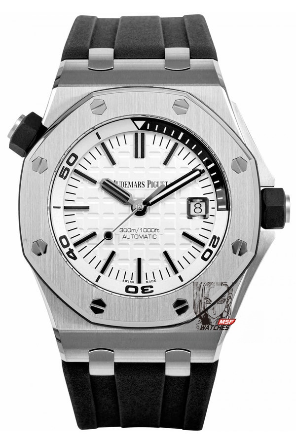 Audemars Piguet Royal Oak Offshore Series 15710ST.OO.A002CA.02, White Dial Rubber Strap, 42mm Size.