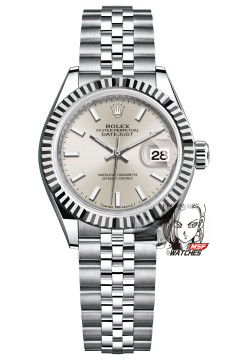 Rolex Datejust Series m279174-0005, White Case White Dial with Baton Hour Markers, 28mm Size, Five-Link Steel Bracelet
