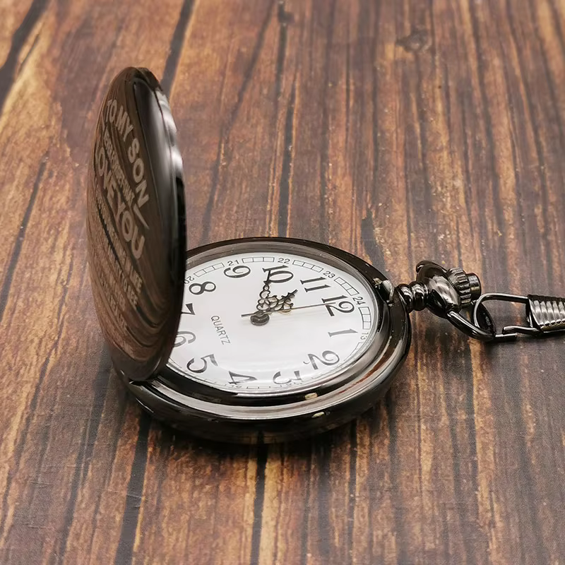 Steampunk Antique Pocket Watch Children with Fob Chain To My Son Pendant Necklace Gift Boys Birthday Kids Clock