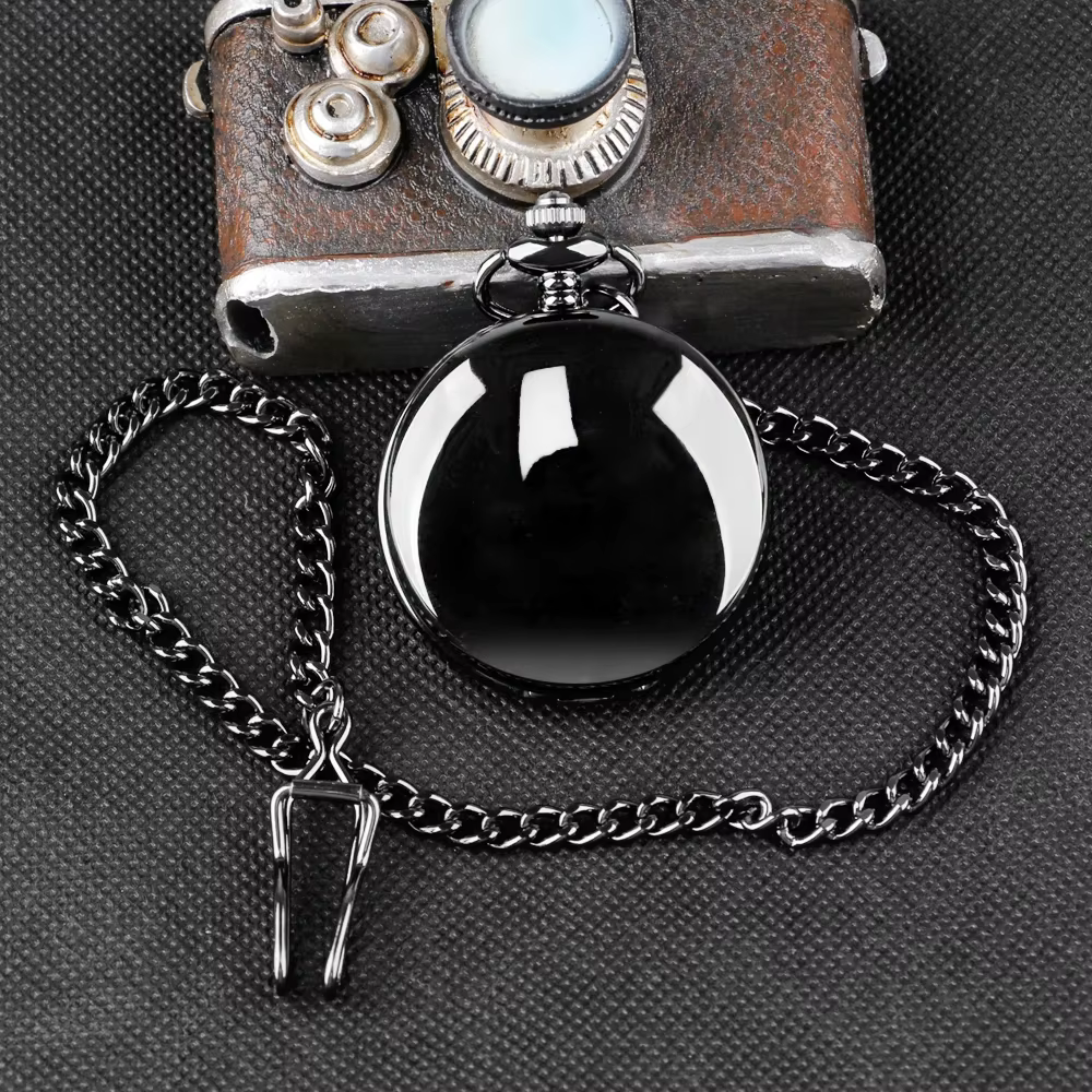 Vintage Roman Digital Pocket Watch Black Mens Women Quartz Necklace Pocket Fob Watches 30cm Waist Hook Chain Gifts CF2021